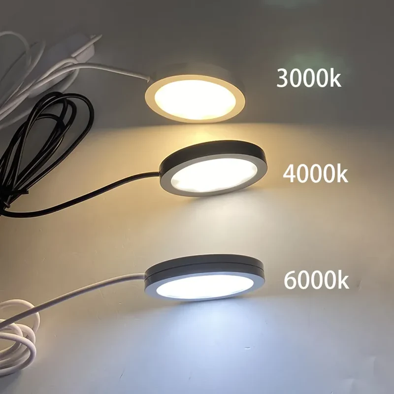 USB Under Cabinet LED Puck Lights — Switch Control, High CRI, Aluminum Body, 5V