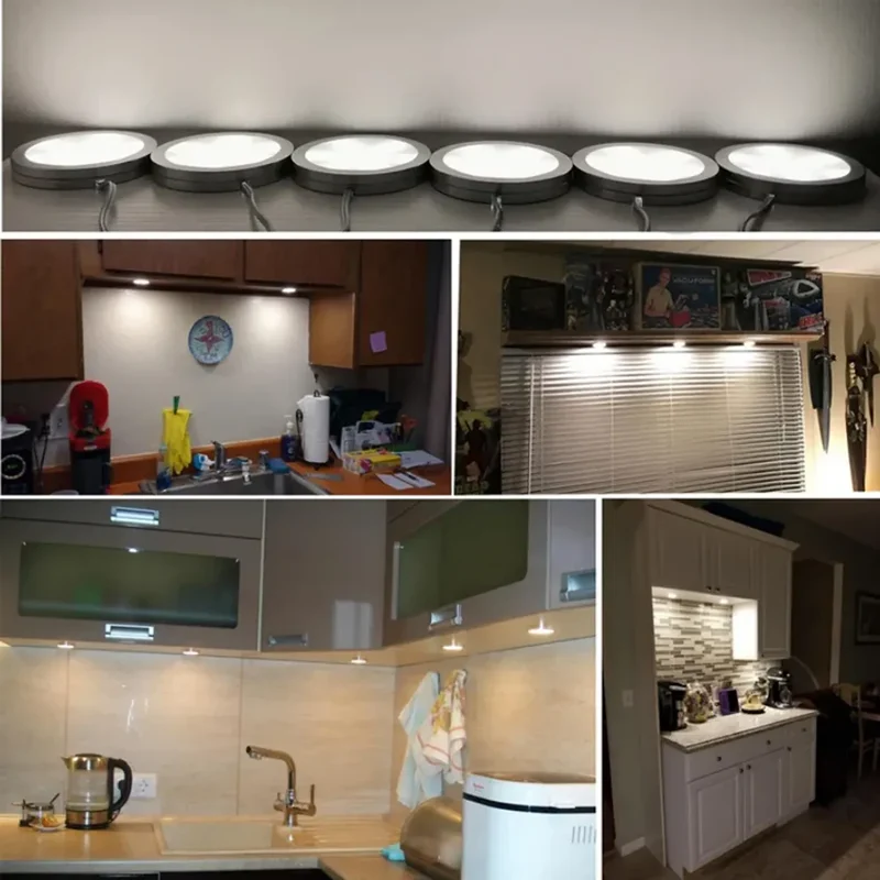USB Under Cabinet LED Puck Lights — Switch Control, High CRI, Aluminum Body, 5V