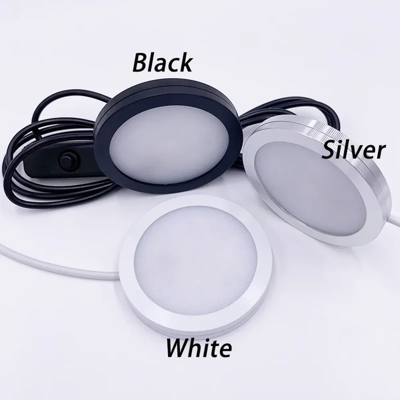USB Under Cabinet LED Puck Lights — Switch Control, High CRI, Aluminum Body, 5V