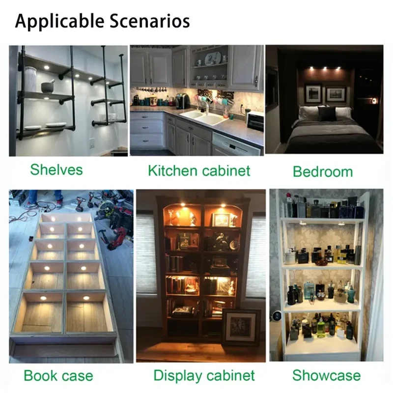USB Under Cabinet LED Puck Lights — Switch Control, High CRI, Aluminum Body, 5V