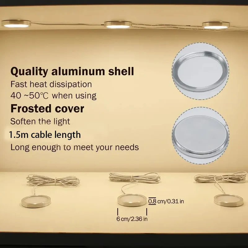 Tuya Zigbee Smart Under Cabinet LED Puck Lights - 12V, App & Voice Control, Full Kit