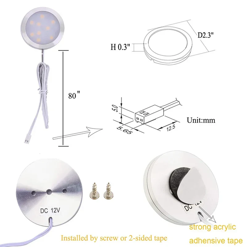 Tuya Zigbee Smart Under Cabinet LED Puck Lights - 12V, App & Voice Control, Full Kit