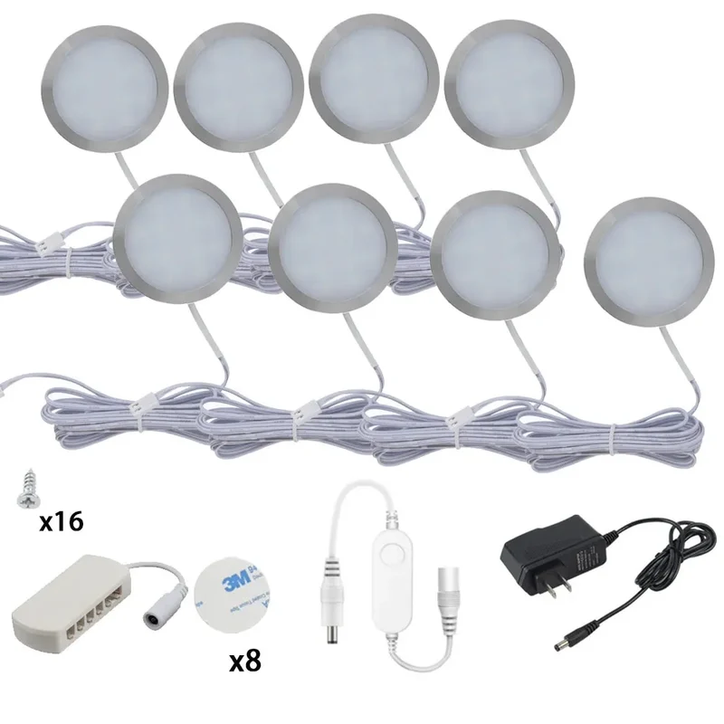 Tuya Zigbee Smart Under Cabinet LED Puck Lights - 12V, App & Voice Control, Full Kit