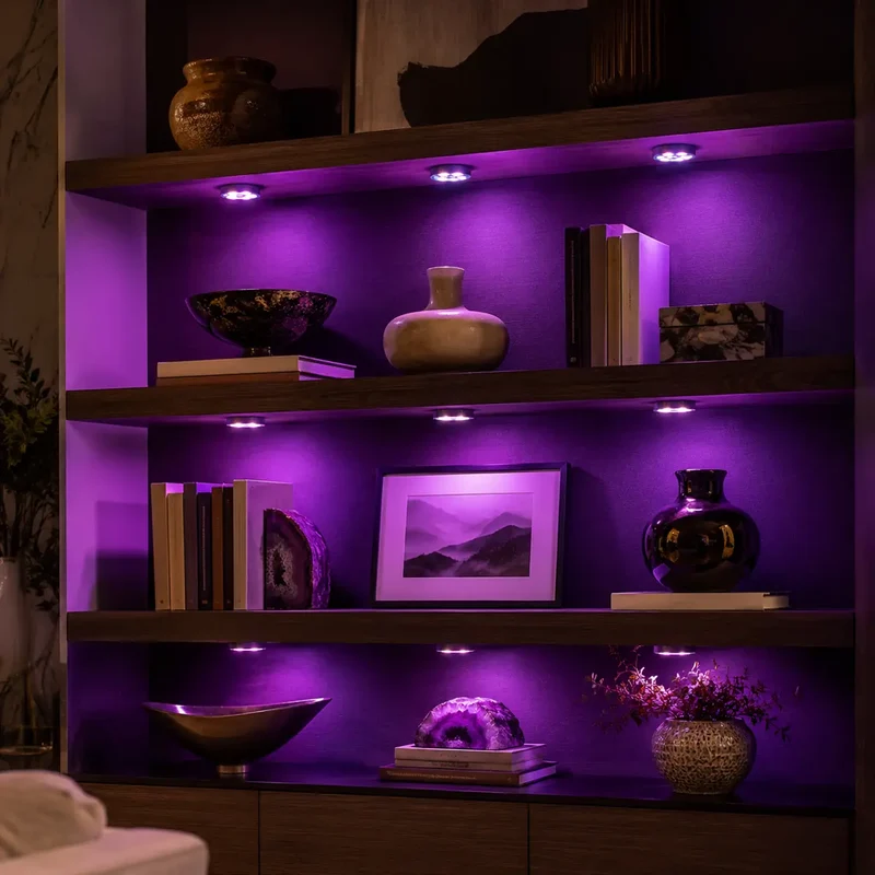 Tuya WiFi RGB Under Cabinet LED Puck Lights - 12V, App & Voice Control, Dimmable