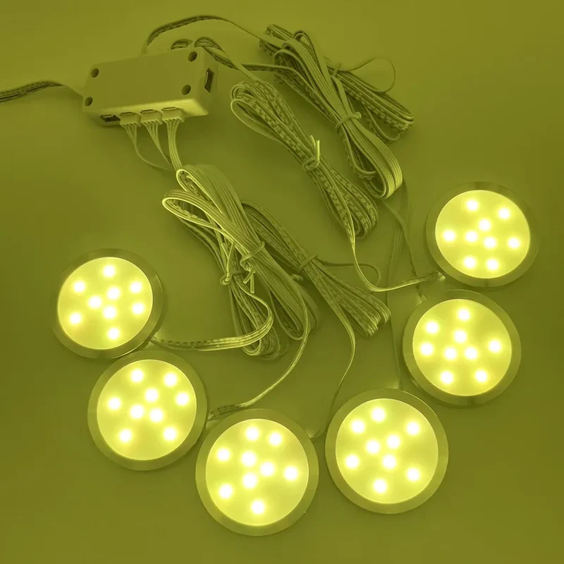 Tuya WiFi RGB Under Cabinet LED Puck Lights - 12V, App & Voice Control, Dimmable