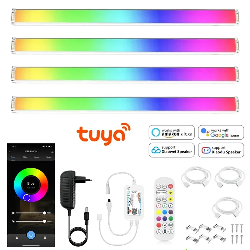 4-Pin RGB Tuya WiFi Under Cabinet LED Light Bar - App & Voice Control, Dimmable