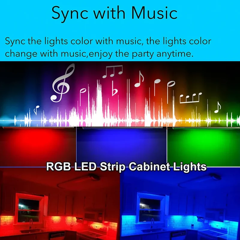 4-Pin RGB Tuya WiFi Under Cabinet LED Light Bar - App & Voice Control, Dimmable