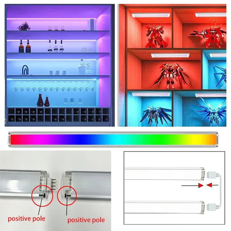 4-Pin RGB Tuya WiFi Under Cabinet LED Light Bar - App & Voice Control, Dimmable