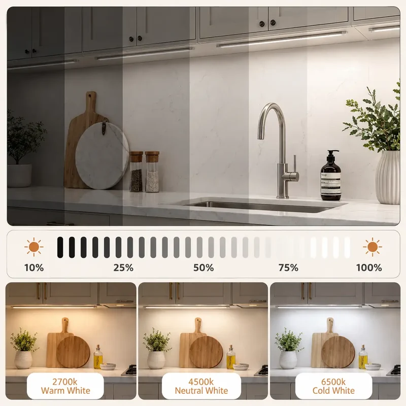 Tuya WiFi Under Cabinet LED Light Bar - 6-Pin RGBCCT, Dimmable, Motion Sensor