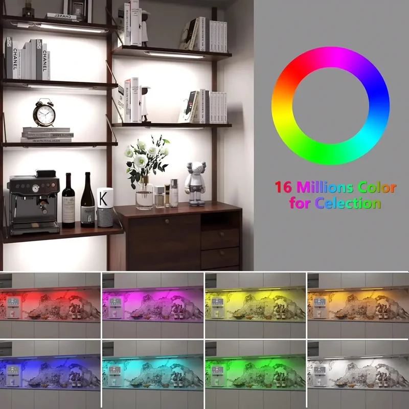 Tuya WiFi Under Cabinet LED Light Bar - 6-Pin RGBCCT, Dimmable, Motion Sensor
