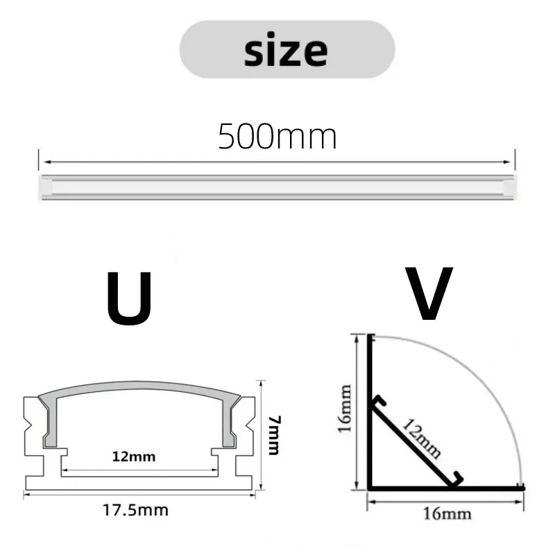 Aluminum LED Corner Channel Holder - 50cm Profile for Cabinet Light Bars
