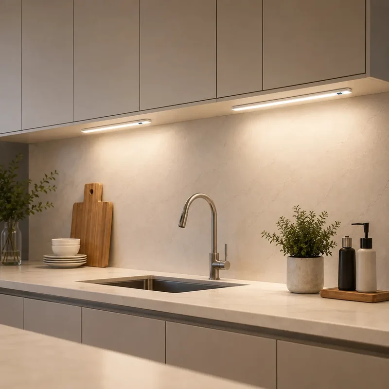 Hand Sweep Motion Sensor Under Cabinet LED Light Bar Kit - 12V Aluminum