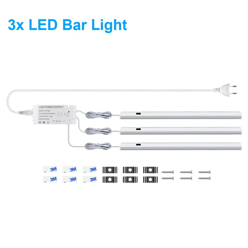 Hand Sweep Motion Sensor Under Cabinet LED Light Bar Kit - 12V Aluminum
