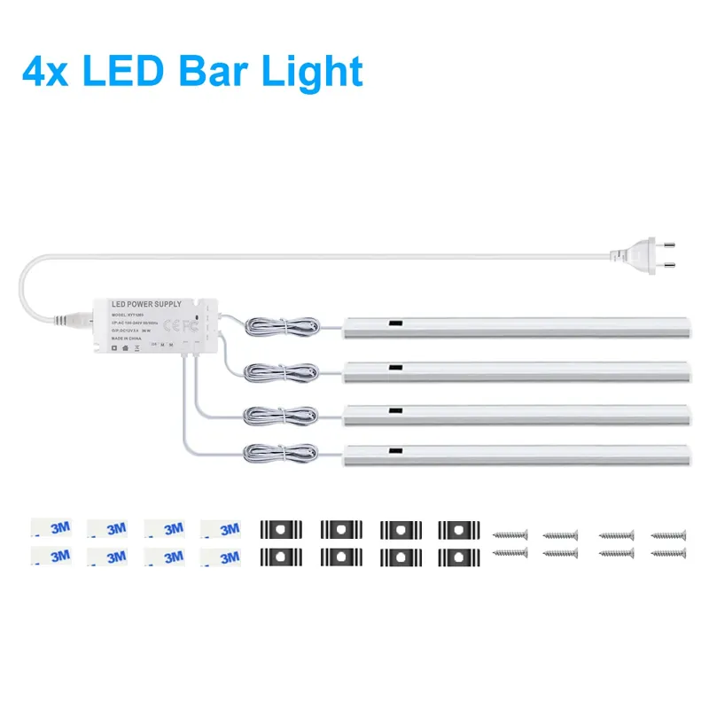 Hand Sweep Motion Sensor Under Cabinet LED Light Bar Kit - 12V Aluminum
