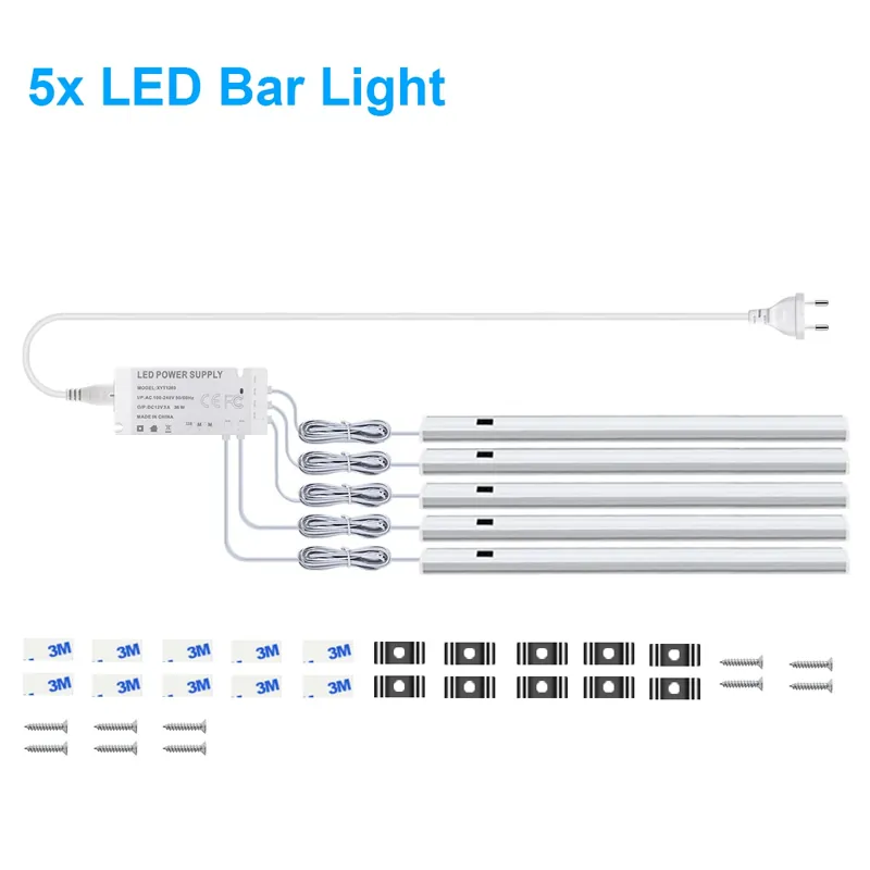 Hand Sweep Motion Sensor Under Cabinet LED Light Bar Kit - 12V Aluminum