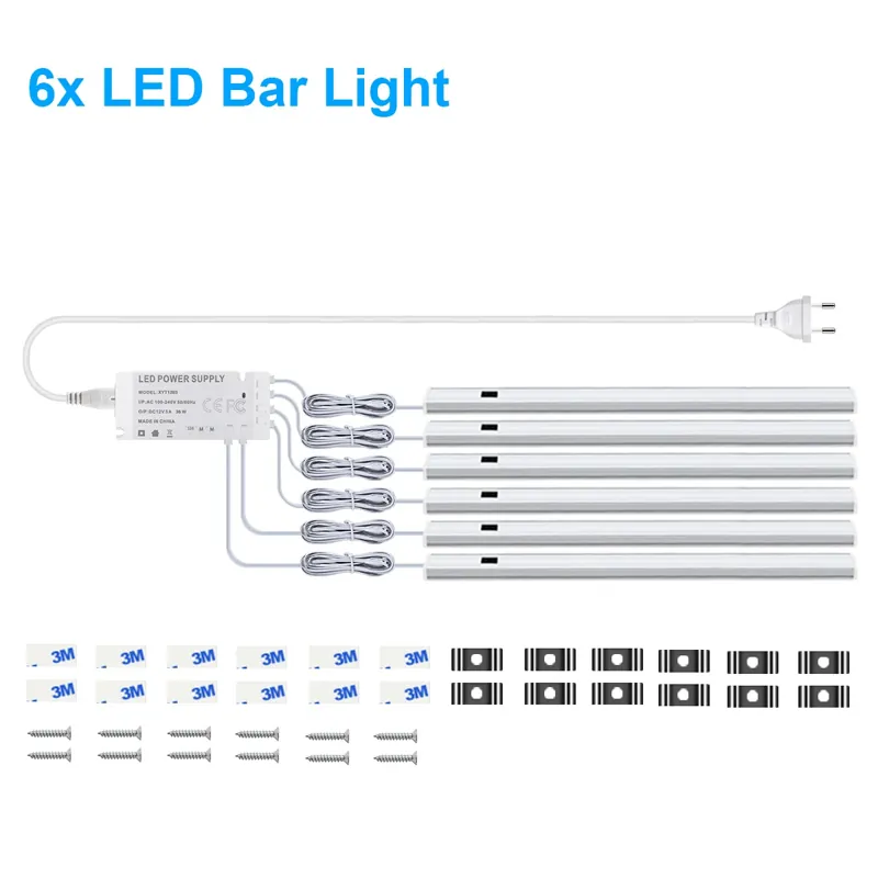 Hand Sweep Motion Sensor Under Cabinet LED Light Bar Kit - 12V Aluminum