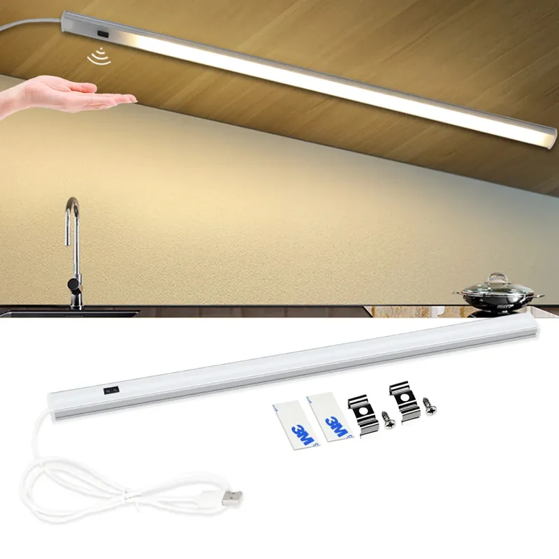 Hand Wave Sensor Under Cabinet LED Light Bar - USB Powered, 3-Color Aluminum
