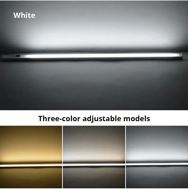 Hand Wave Sensor Under Cabinet LED Light Bar - USB Powered, 3-Color Aluminum