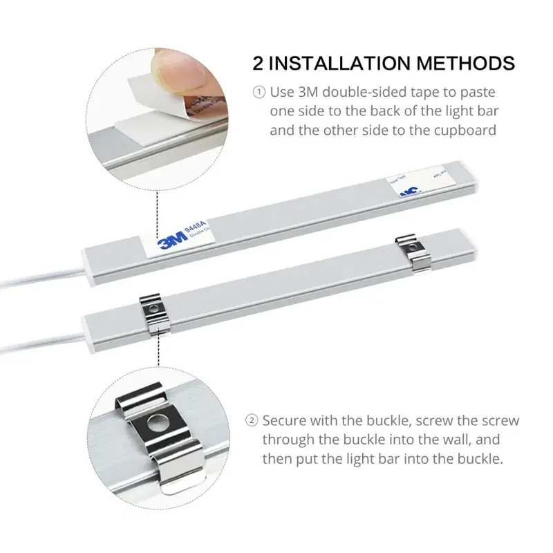 Hand Wave Sensor Under Cabinet LED Light Bar - USB Powered, 3-Color Aluminum