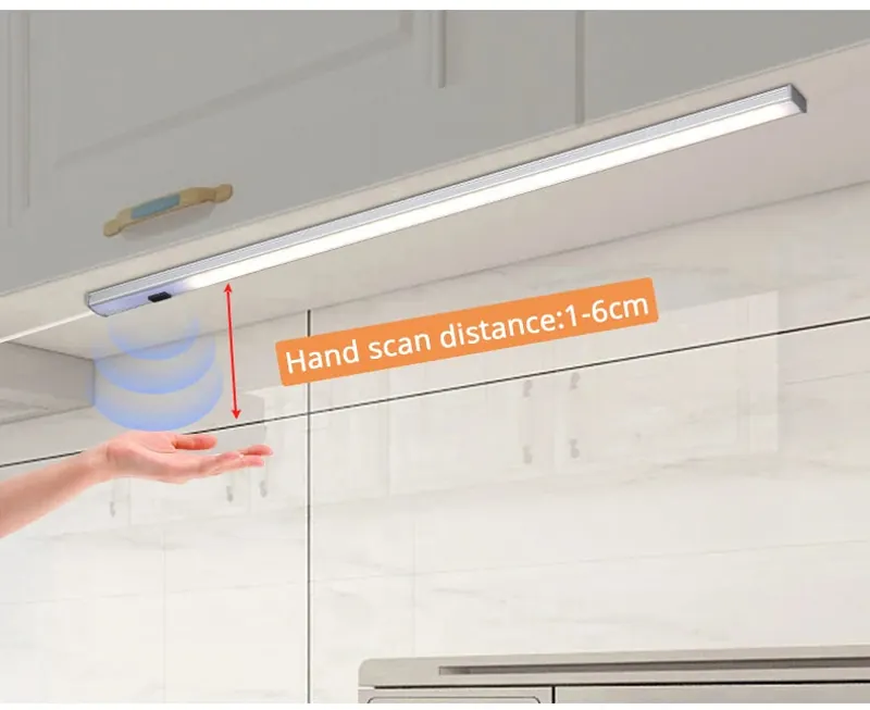 Hand Wave Sensor Under Cabinet LED Light Bar - USB Powered, 3-Color Aluminum