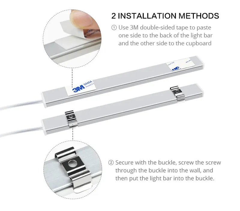 Hand Wave Sensor Under Cabinet LED Light Bar - USB Powered, 3-Color Aluminum