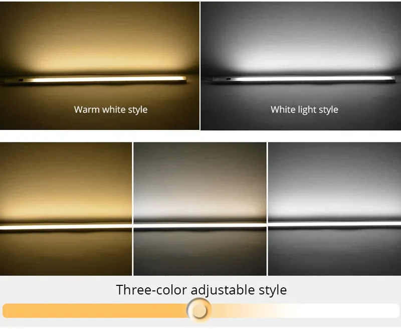 Hand Wave Sensor Under Cabinet LED Light Bar - USB Powered, 3-Color Aluminum