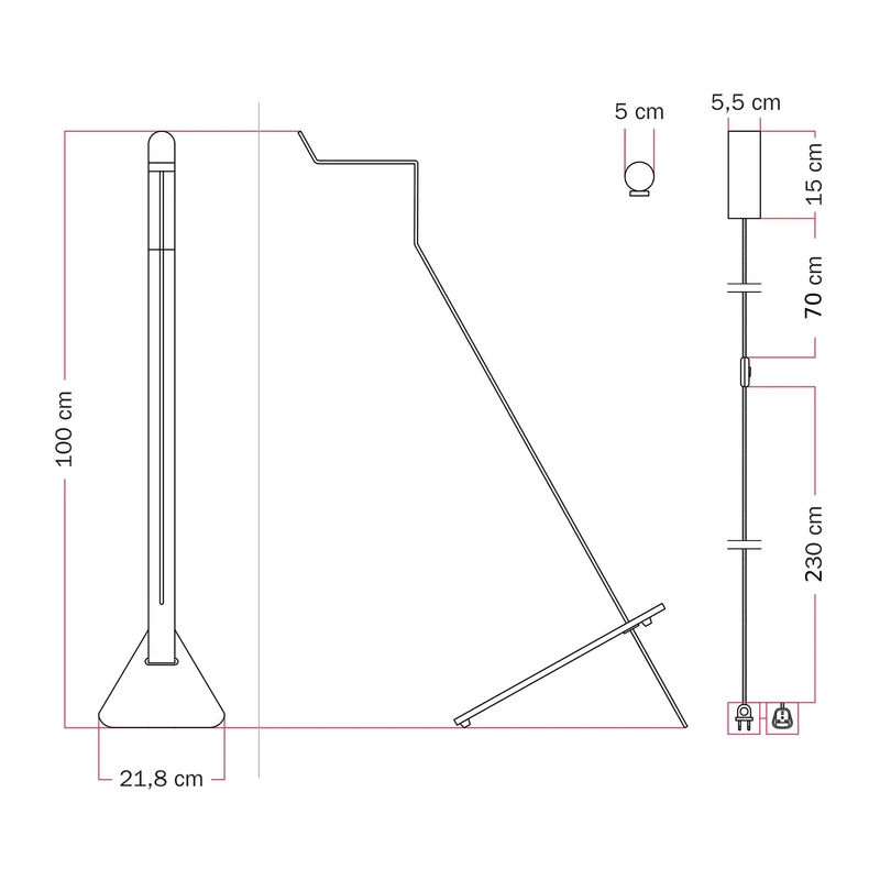 Lampadaire inclinable avec spot magnétique orientable - Mario Tubo - Blanc