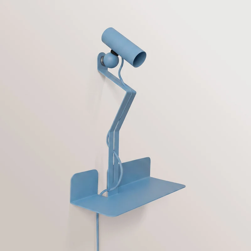Applique murale avec étagère et Spot magnétique orientable - Murio Tubo - Bleu