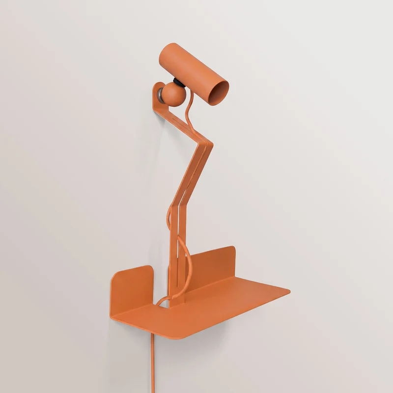 Lampe murale avec étagère et spot magnétique orientable - Murio Tubo - Orange