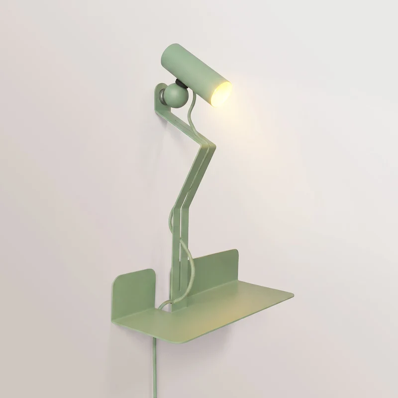 Applique murale avec étagère et Spot magnétique orientable - Murio Tubo - Vert