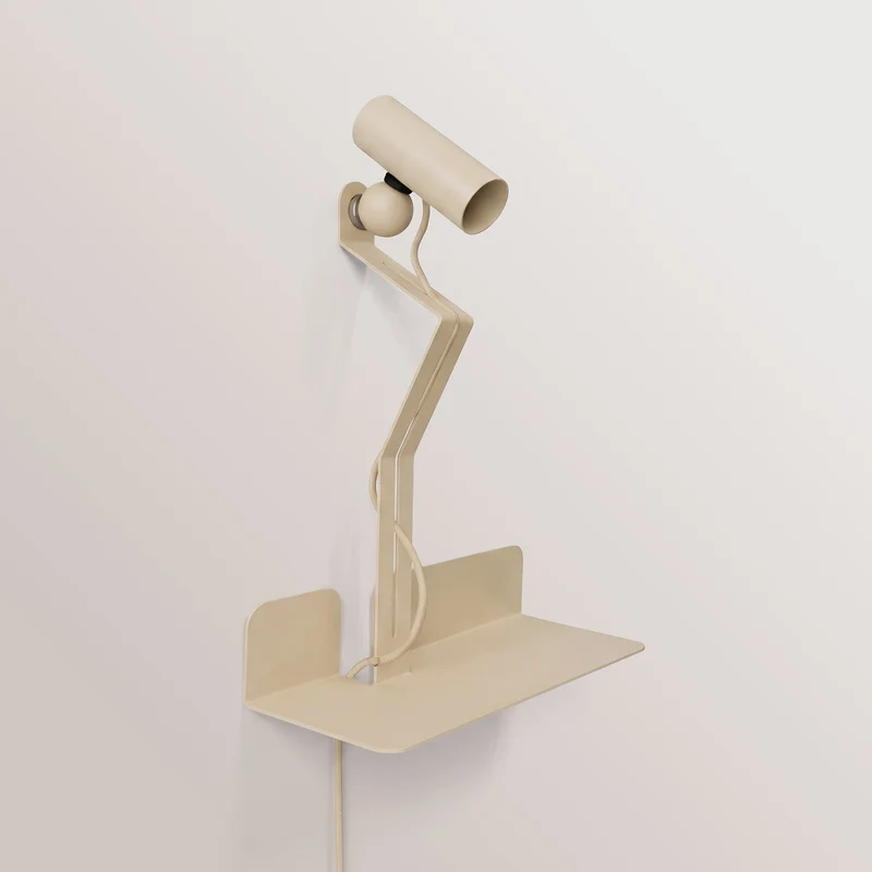 Applique murale avec étagère et Spot magnétique orientable - Murio Tubo - Crème