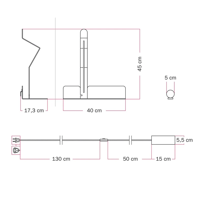 Applique murale avec étagère et Spot magnétique orientable - Murio Tubo - Crème