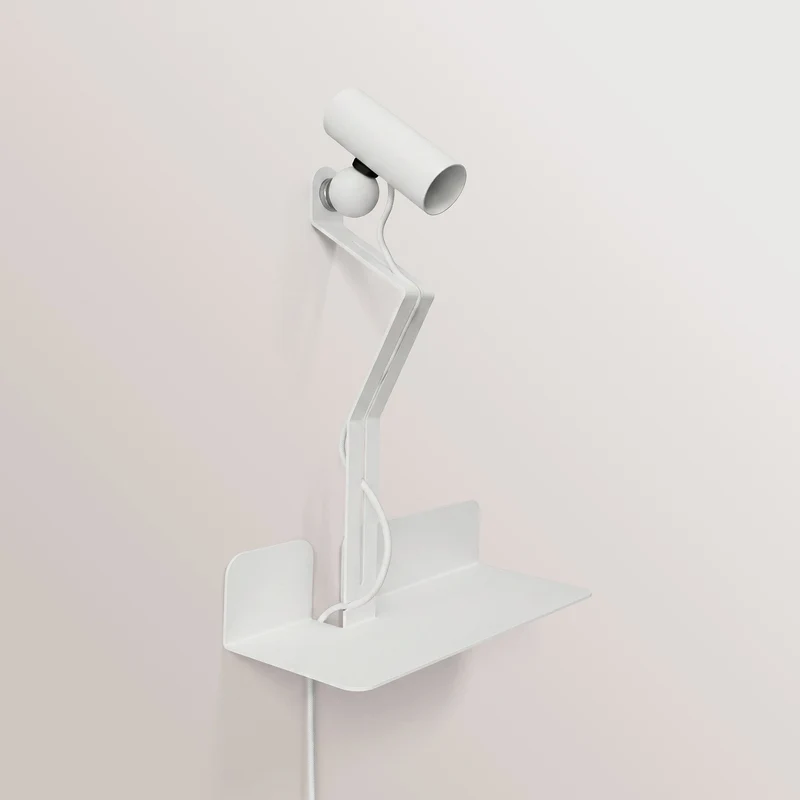 Lampe murale avec étagère et spot magnétique orientable - Murio Tubo - Blanc