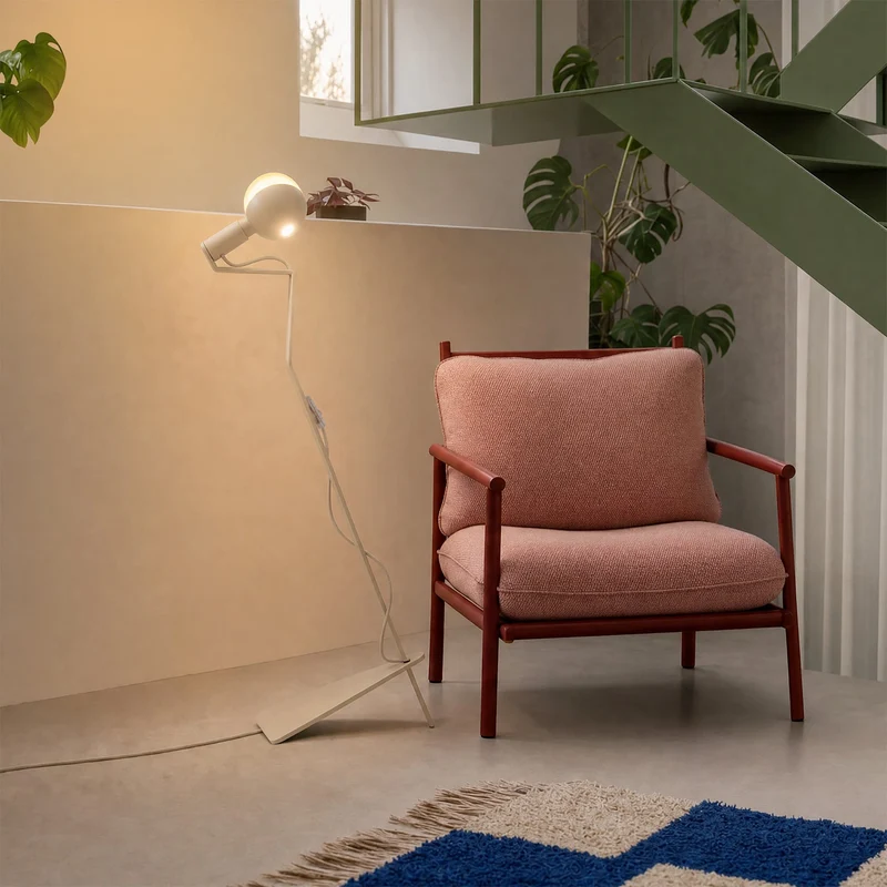 Lampadaire inclinable avec ampoule LED G125 peinte - Mario Talia - Crème
