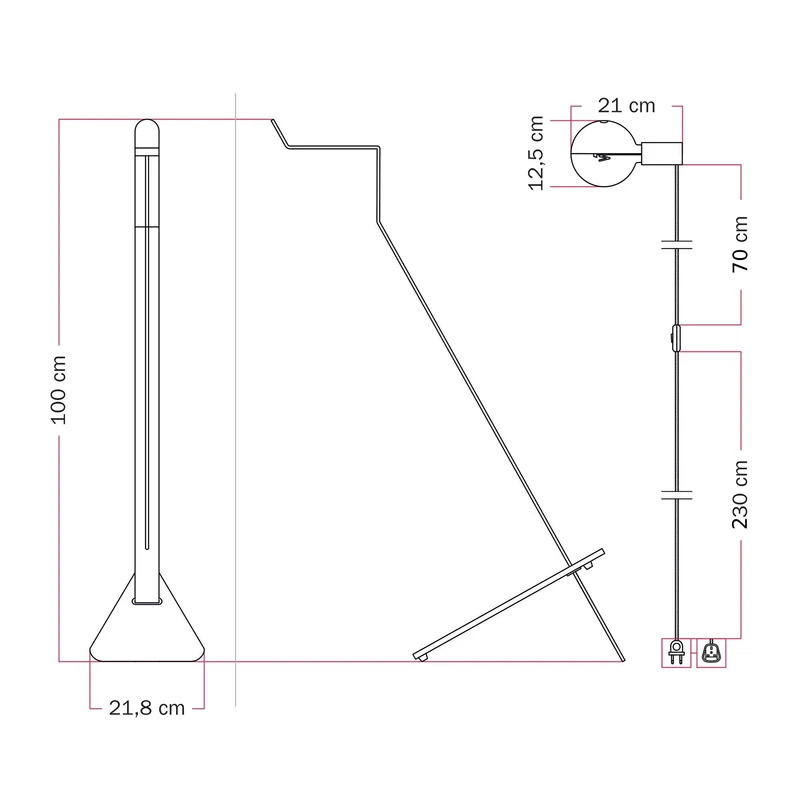 Lampadaire inclinable avec Ampoule LED G125 peinte - Mario Talia - Gris