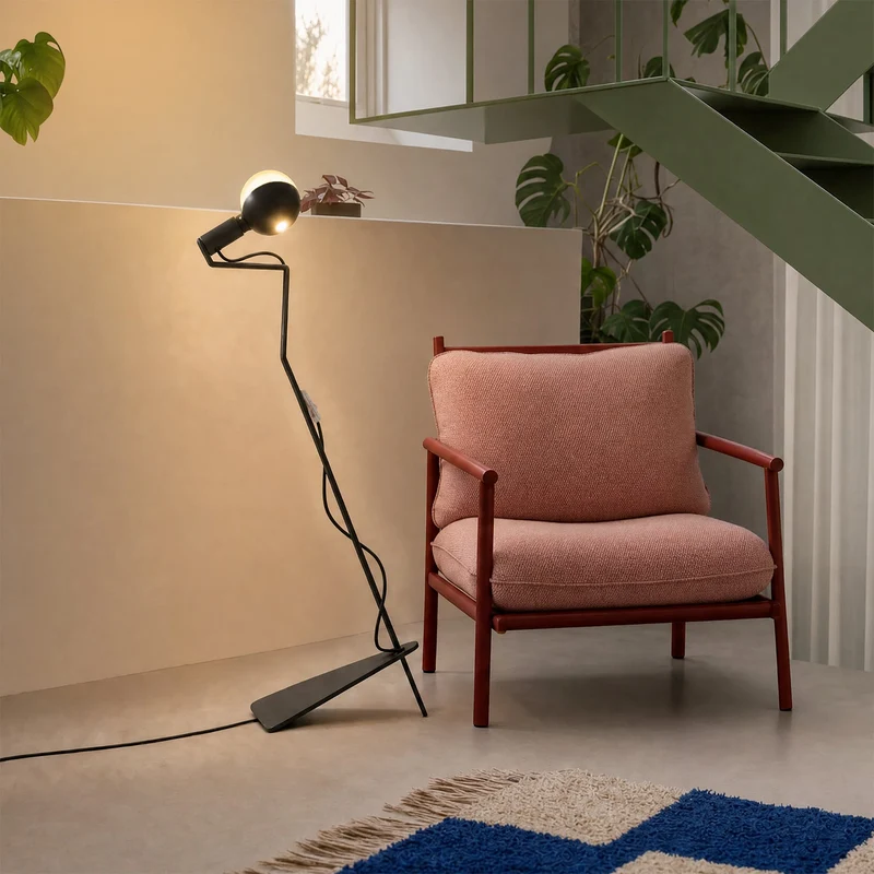 Lampadaire inclinable avec Ampoule LED G125 peinte - Mario Talia - Noir