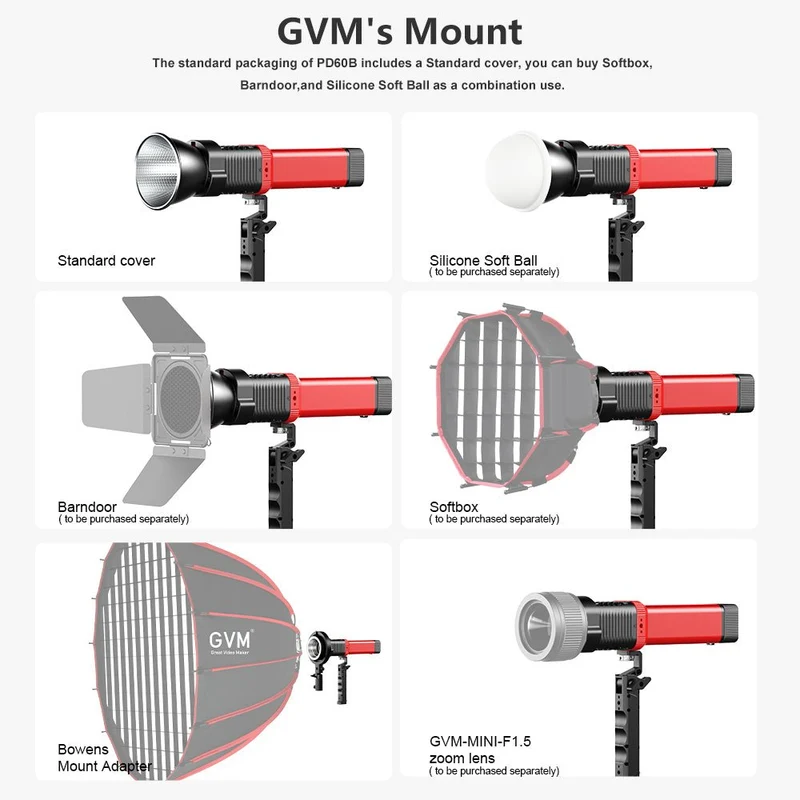 GVM PD60B 60W Hand-held LED Light Spotlights