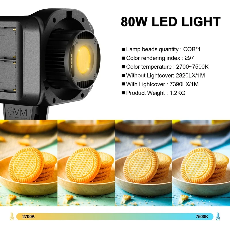GVM SD80D 80w Bi-Color Spotlight Daylight 3 kits