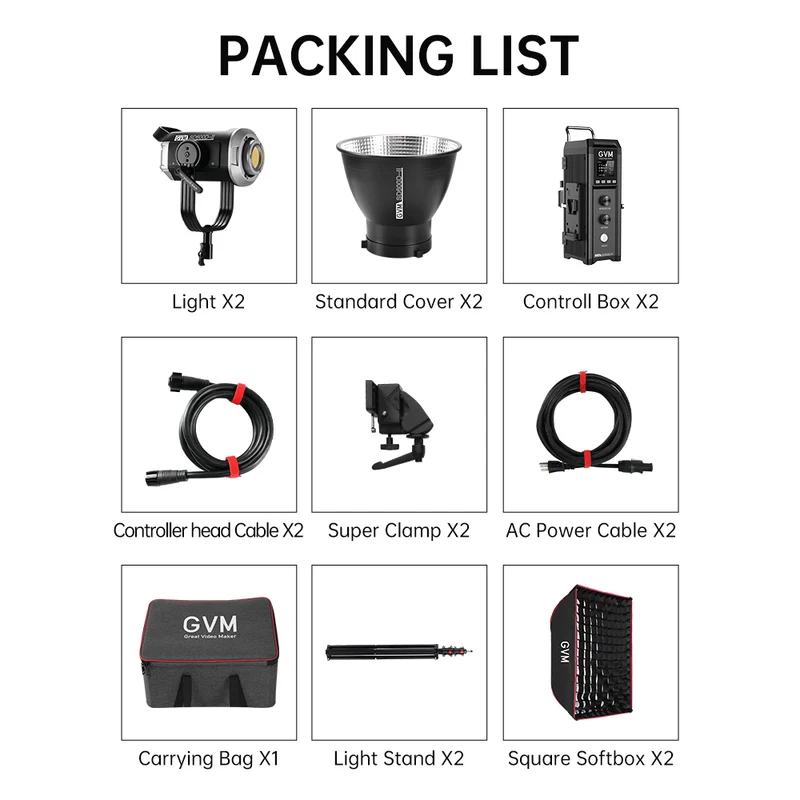 GVM SD600D-II 600W Upgraded Bi-Color LED Video Light（2-Light KIT）