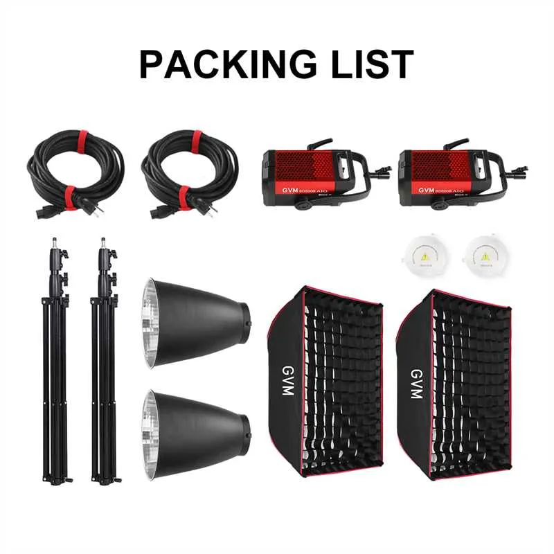 GVM SD300B-AIO 300W LED Video Light Mesh Bluetooth（2-Light-kit）