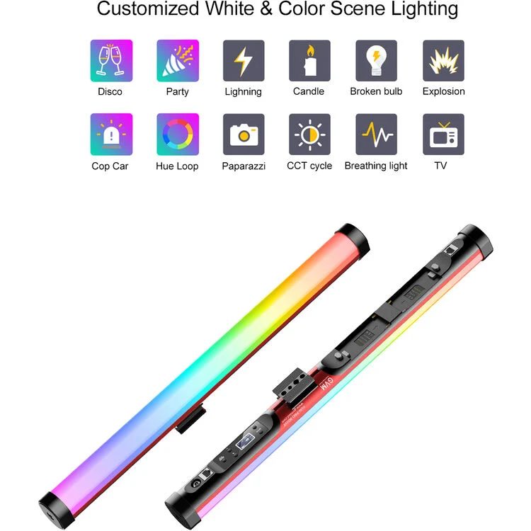 GVM BD25R RGB Tube Light with Softbox, 2 Packs 25W Handheld Wand Light, 24" Full Color LED Tube Light, 2700-10000K Stick Light with APP/DMX Control, 12 Scene Effects, MESH Networking Control Led Video Light