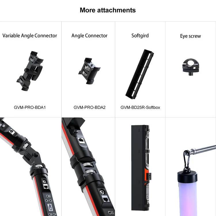 GVM BD25R RGB Tube Light with Softbox, 2 Packs 25W Handheld Wand Light, 24" Full Color LED Tube Light, 2700-10000K Stick Light with APP/DMX Control, 12 Scene Effects, MESH Networking Control Led Video Light