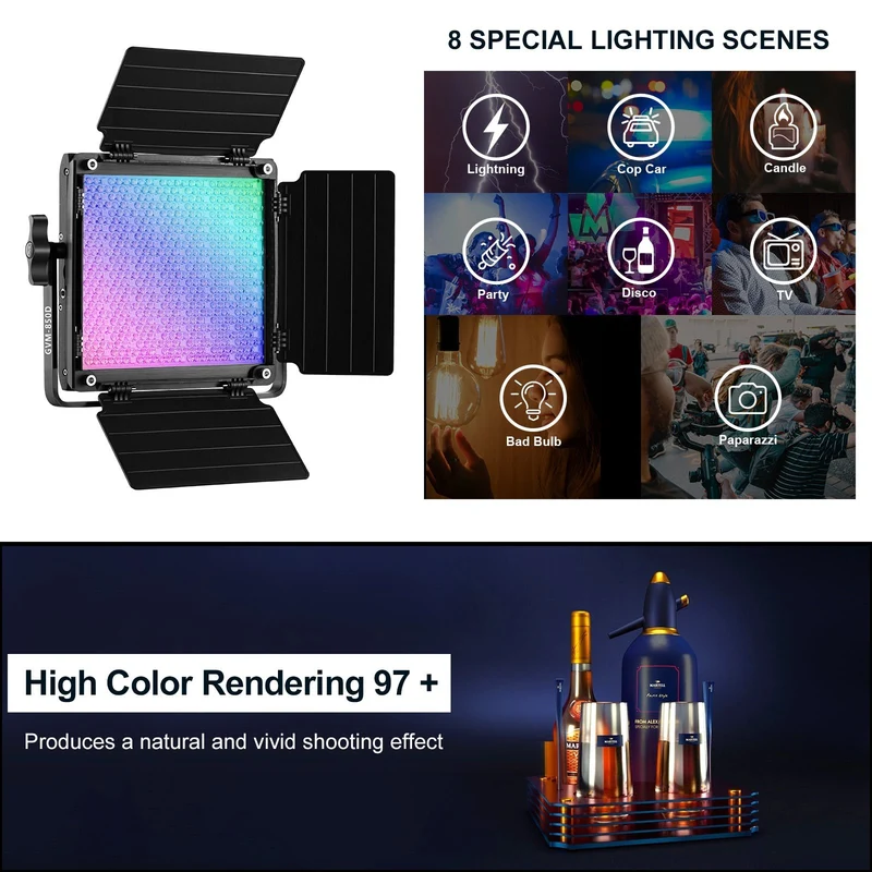 GVM 850D rgb led studio video light kit(2-light kit)