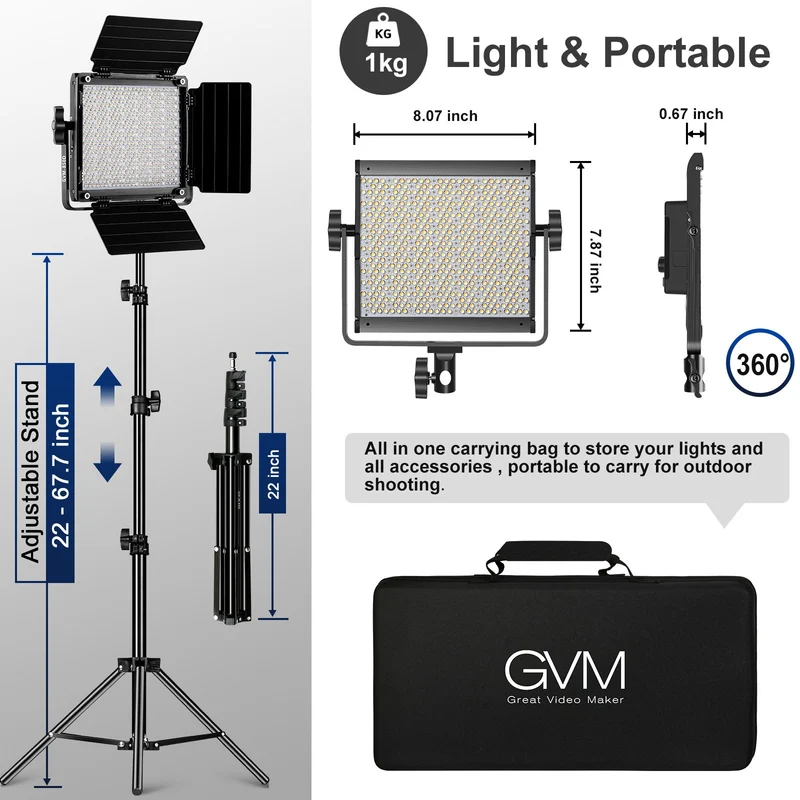 GVM 850D rgb led studio video light kit(2-light kit)