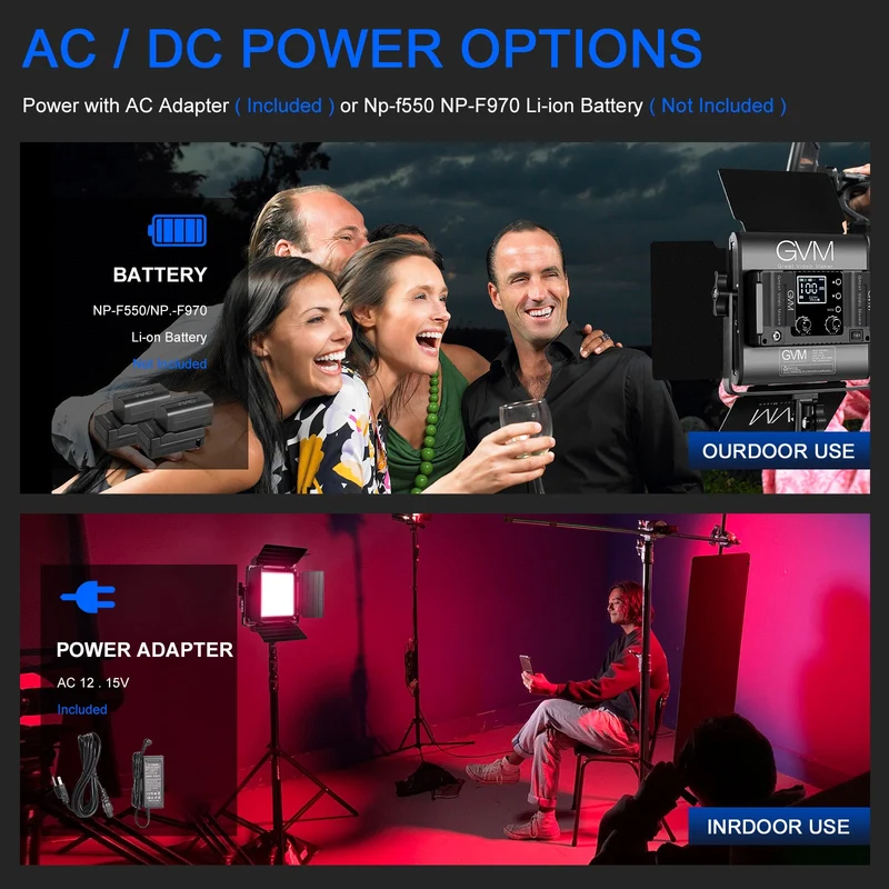 GVM 850D rgb led studio video light kit(2-light kit)
