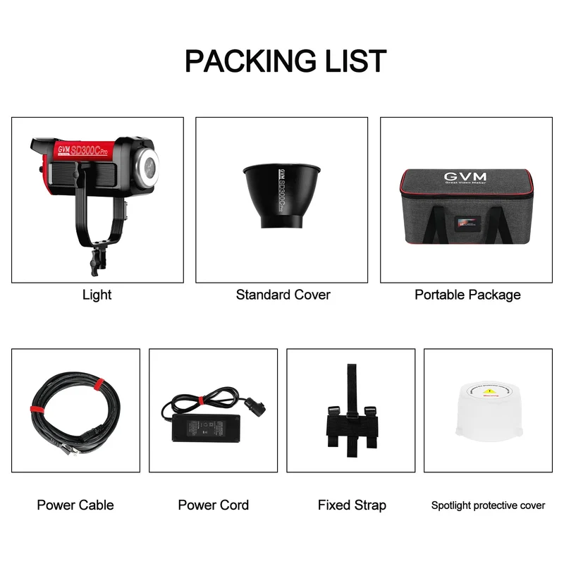 GVM PRO-SD300C 300W RGB&Bi-Color Monolight V-mount Mesh Bluetooth with softbox and light stand(2-Lights kit)