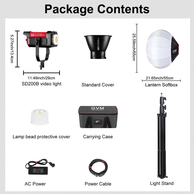 GVM PRO-SD200B 200W Bi-Color Monolight Kit with Lantern Softbox (Open Box)