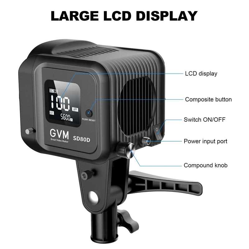 GVM SD80D 80w Bi-Color Outdoor Portable Spotlight （Open Box）