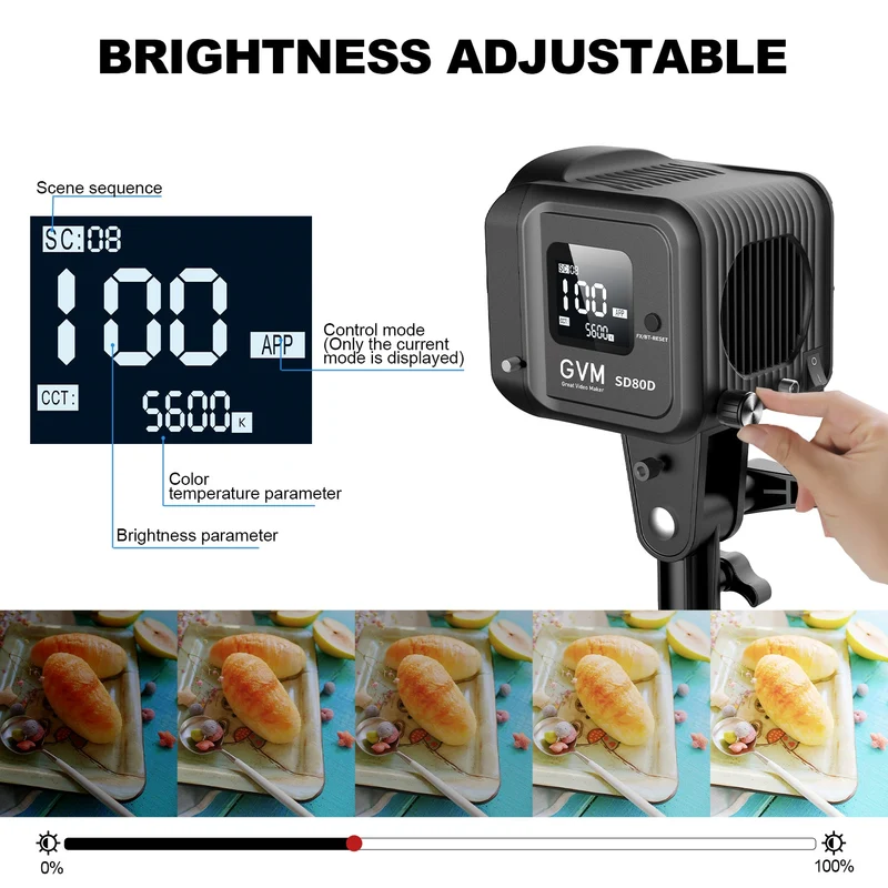 GVM SD80D 80w Bi-Color Outdoor Portable Spotlight （Open Box）