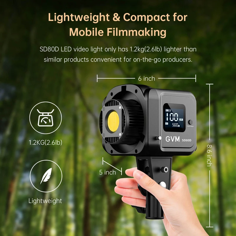 GVM SD80D 80w Bi-Color Outdoor Portable Spotlight （Open Box）